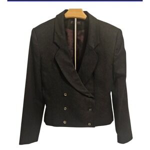 Vintage Attaché By Herman Geist Gray Double Breasted 100% Wool Jacket, Sz 6